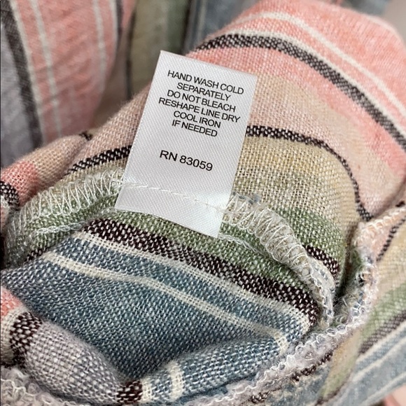 2/$30 DREW Anthro Linen Pastel Rainbow Stripe Top - Picture 8 of 8